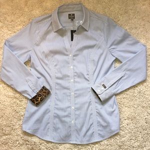 NWT Express The Essential Shirt, Blue & Cheetah, M